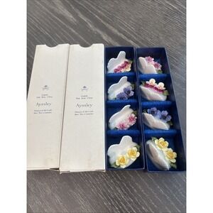 Vintage Aynsley Fine English Bone China Place Card Holders Set of 8 Orig.  Boxes